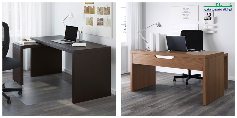 میز اداری به همراه پنل کشویی ایکیا مدل MALM، عرضه شده در سه رنگ